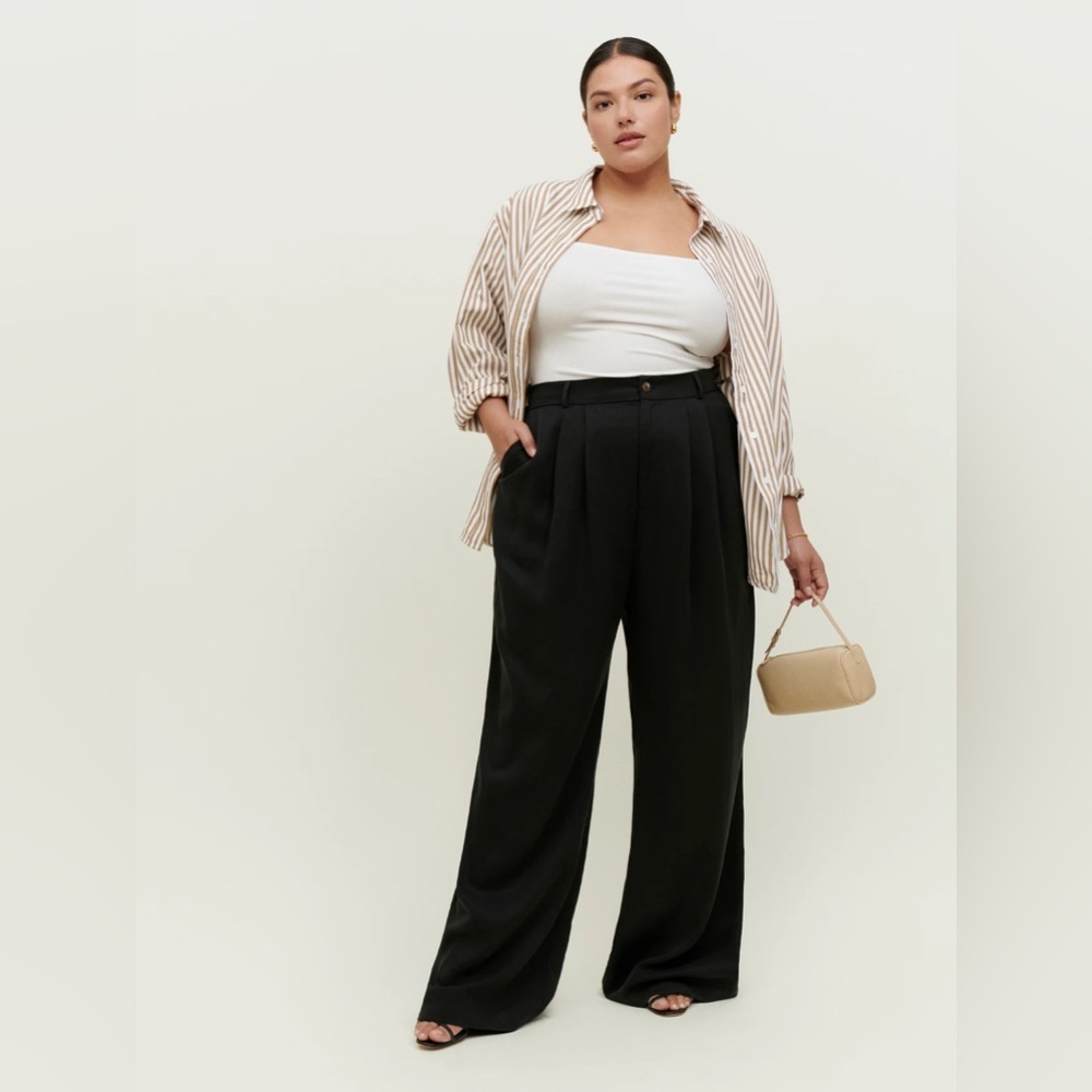 Reformation Mason Black High Rise Trouser Pant